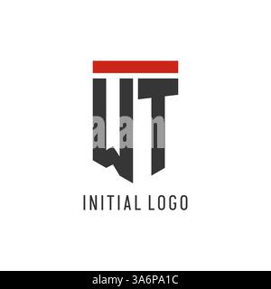 WT Initial Esport-Logo mit einfacher Vektorgrafik im Shield-Design Stock Vektor