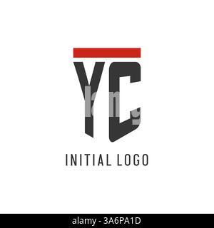 YC Initial Esport Logo mit einfacher Vektorgrafik im Shield Design Stock Vektor