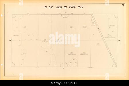 Dieser atlas enthält detaillierte Karten der Dörfer Brooklyn Center, Brooklyn Park und Plymouth, die Einblicke in Eigentum, Streckenabschnitte, Eisenbahnstrecken und Indexkarten bieten, die für Forschung und Entwicklung im Hennepin County nützlich sind. Stockfoto