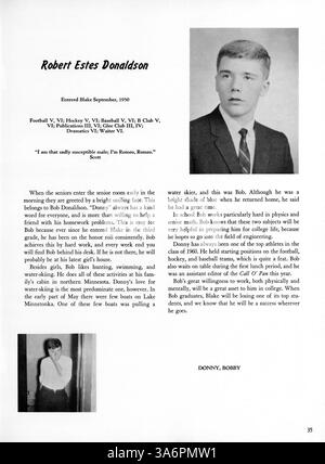 Das Call O' Pan Jahrbuch 1960 der Blake High School beleuchtet die wichtigsten Momente des Schuljahres 1959-1960 und zeigt die Leistungen von Schülern, Lehrern, Leichtathletik und Schulvereinen. Stockfoto