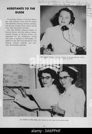 Das Jahrbuch 1952 der Northwestern Hospital School of Nursing beleuchtet die Schüler, die Fakultät und die wichtigsten akademischen und außerschulischen Veranstaltungen des Schuljahres 1951-1952. Stockfoto