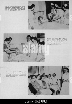 Dieses Jahrbuch von 1952 erinnert an das akademische Jahr 1951-1952 an der Northwestern Hospital School of Nursing, einschließlich wichtiger Veranstaltungen, Studenten und Dozenten. Stockfoto