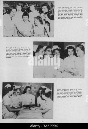 Das Jahrbuch 1952 der Northwestern Hospital School of Nursing zeigt Krankenpflegeschülerinnen, Lehrkräfte und Veranstaltungen aus dem akademischen Jahr 1951-1952. Stockfoto