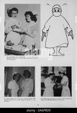 Das Jahrbuch 1952 der Northwestern Hospital School of Nursing hebt Studenten, Lehrkräfte und bemerkenswerte Veranstaltungen des akademischen Jahres 1951-1952 in der Krankenpflegeausbildung hervor. Stockfoto