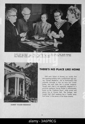 Das Jahrbuch 1952 der Northwestern Hospital School of Nursing spiegelt die Leistungen der Schüler, die Beiträge der Fakultät und die wichtigsten akademischen Ereignisse des Schuljahres 1951-1952 wider. Stockfoto