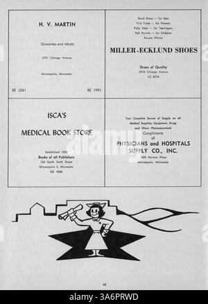 Dieses Jahrbuch 1952 von der Northwestern Hospital School of Nursing hebt die Studenten, die Fakultät und wichtige Veranstaltungen des akademischen Jahres 1951-1952 in Krankenpflegeausbildung und Gesundheitswesen hervor. Stockfoto