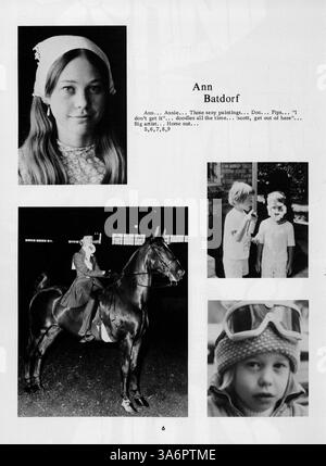 Das Jahrbuch 1973 der Highcroft Country Day School dokumentiert die Schüler, Lehrer und außerschulischen Aktivitäten des letzten Jahres vor der Fusion mit Blake Schools. Stockfoto