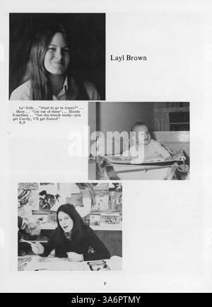 Ein Jahrbuch der Highcroft Country Day School, das das Leben der Schüler, Akademiker und Sport im Schuljahr 1972-1973 erfasst, bevor es mit Blake Schools verschmolzen wird. Stockfoto