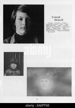 Das Jahrbuch 1973 der Highcroft Country Day School dokumentiert die akademischen und sozialen Aspekte der Schule vor ihrer Integration mit den Blake Schools. Stockfoto