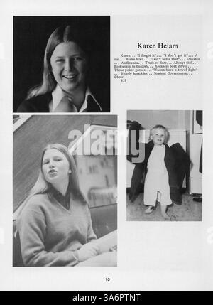 Ein Jahrbuch der Highcroft Country Day School 1973 mit Schülerporträts, Mitgliedern der Fakultät, akademischen Aktivitäten und außerschulischen Veranstaltungen. Stockfoto