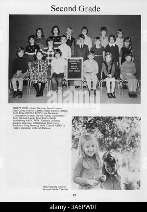 Dieses Jahrbuch 1973 der Highcroft Country Day School bietet einen Einblick in das akademische, soziale und außerschulische Leben vor der Fusion der Schule mit Blake Schools im Jahr 1974. Stockfoto