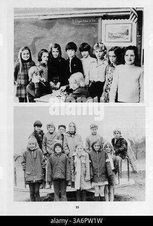 Dieses Jahrbuch der Highcroft Country Day School dokumentiert die Schüler, Lehrkörper, Leichtathletik und Schulclubs des akademischen Jahres 1972-1973 vor der Fusion der Schule mit Blake Schools. Stockfoto