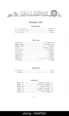 Blake Yearbook 1917, The Callopan, Chronik von Studenten, Dozenten, Leichtathletik, und wichtige Ereignisse aus dem akademischen Jahr 1916-1917, die einen Einblick in die Geschichte der Schule während des frühen 20. Jahrhunderts bieten. Stockfoto