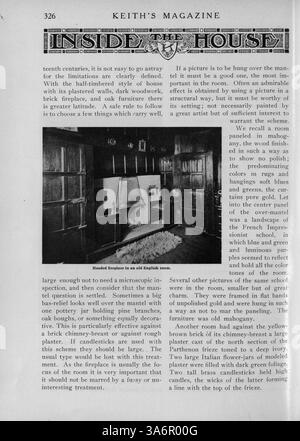 Das monatlich vom Architekten Max L. Keith veröffentlichte Magazin on Home Building von Keith im Jahr 1917 befasste sich mit einer Vielzahl von Wohnungs- und öffentlichen Gebäudeentwürfen. Es enthielt Abbildungen und Grundrisse mit begleitenden Kosten und Beschreibungen. Das Magazin widmete sich auch der Inneneinrichtung, der Einrichtung und der Landschaftsgestaltung, wobei einige Themen auf Kirchen- und Schuldesigns fokussierten. Stockfoto