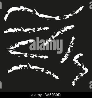 Abstrakte Pinselstriche. Verstörte Farbspuren. Raue Tinte Kratzer. Schwarze künstlerische Textur. Stock Vektor