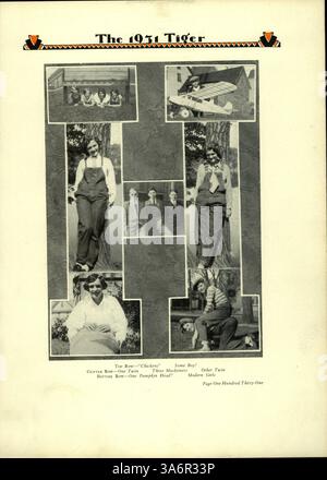 Das South High Yearbook 1931 mit dem Titel „Tiger“ dokumentiert die wichtigsten Ereignisse des Schuljahres 1930-1931, darunter das Studentenleben, die Leichtathletik, die Vereine und die Fakultät. mit besonderem Schwerpunkt auf afroamerikanischer Geschichte und Beiträgen. Stockfoto