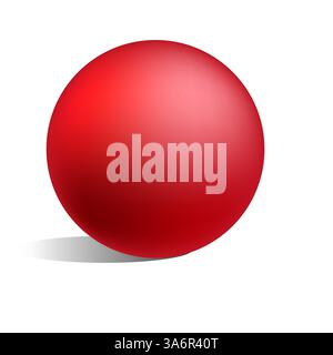Glänzend rote Kugel. Polierte 3D-Kugel. Geometrisches kreisförmiges Objekt. Isolierte Vektorkonstruktion. Stock Vektor