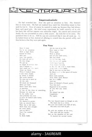 Das Centralian Jahrbuch 1920 zeigt Schüler, Lehrer, Leichtathletik, Vereine und Schulveranstaltungen an der Central High School, mit besonderem Fokus auf die afroamerikanische Geschichte während des akademischen Jahres 1919-1920. Stockfoto