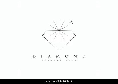 Diamant und Licht Sonne Logo Heiliges geometrisches Zeichen Symbol Schmuck Mode Marke Identität Stock Vektor