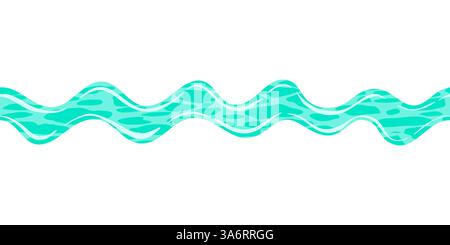 Nahtlose Meereswellenbürste. Wiederholbares Muster für Rahmen, Hintergründe oder Designelemente. Hellblau und weiß. Vektorabbildung. Stock Vektor