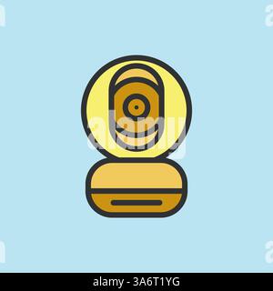 Symbol für das Video-Babyphone, Videoüberwachung in flacher Farbe, Linear-Kamera zur Verwendung mit Logo und anderem Design Stock Vektor
