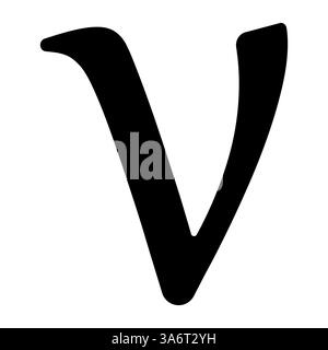 Griechischer Buchstabe Nu, Symbol im handgeschriebenen Typografie-Stil Stock Vektor