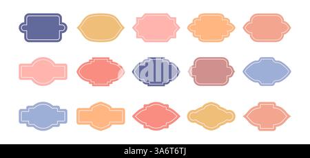 Abstrakte Papierhandwerk Geschenkanhänger, altmodische gestanzte Messer Karton Rahmen, Etiketten Vektor Set. Stock Vektor