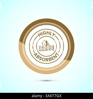 Wasserabsorbierendes Symbol, Illustration, Wassertropfen absorbieren, Symbol, Knopfdesign Stock Vektor