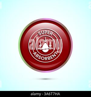 Wasserabsorbierendes Symbol, Illustration, Wassertropfen absorbieren, Symbol, Knopfdesign Stock Vektor