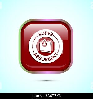 Wasserabsorbierendes Symbol, Illustration, Wassertropfen absorbieren, Symbol, Knopfdesign Stock Vektor