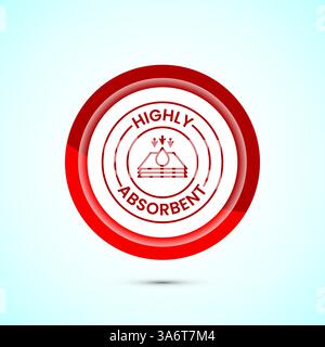 Wasserabsorbierendes Symbol, Illustration, Wassertropfen absorbieren, Symbol, Knopfdesign Stock Vektor