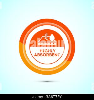 Wasserabsorbierendes Symbol, Illustration, Wassertropfen absorbieren, Symbol, Knopfdesign Stock Vektor