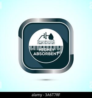 Wasserabsorbierendes Symbol, Illustration, Wassertropfen absorbieren, Symbol, Knopfdesign Stock Vektor