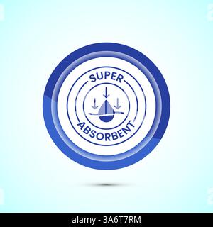 Wasserabsorbierendes Symbol, Illustration, Wassertropfen absorbieren, Symbol, Knopfdesign Stock Vektor