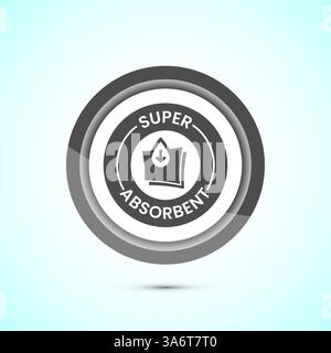 Wasserabsorbierendes Symbol, Illustration, Wassertropfen absorbieren, Symbol, Knopfdesign Stock Vektor