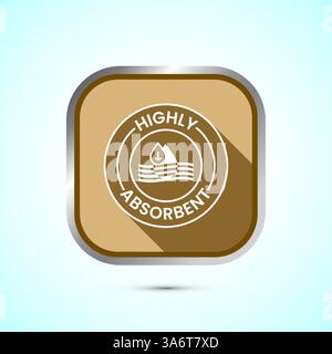 Wasserabsorbierendes Symbol, Illustration, Wassertropfen absorbieren, Symbol, Knopfdesign Stock Vektor