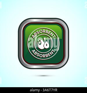Wasserabsorbierendes Symbol, Illustration, Wassertropfen absorbieren, Symbol, Knopfdesign Stock Vektor