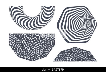 Abstrakter Wissenschaftshintergrund mit Fantasy-Zellen. Querschnitt oder mikroskopische Ansicht. Organische Textur. Gestreifter Torus. Optische Kunst. 3D-Vektor-Illustration Stock Vektor