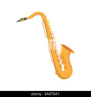 Saxophon isoliert auf weißem Hintergrund. Jazz- oder klassisches Musikinstrument Stock Vektor