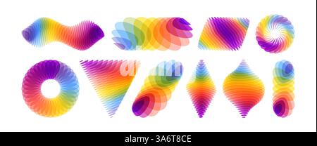 Satz verschiedener überlappender Elemente. Abstraktes geometrisches Design. Vektorillustration für Broschüre, Poster, Präsentation, Flyer oder Banner. Stock Vektor