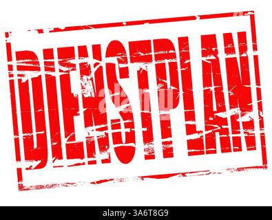 Dienstplan mit rotem Stempeleffekt. Arbeit, Zeitplan, Deutsches Digital Composite : Red Rubber stamp Effect Roster. Deutsch, Arbeit, Zeitplan, Stockfoto