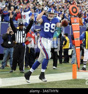 2. November 2008: Kevin Boss feiert den Touchdown der New York Giants gegen die Dallas Cowboys. Die Giants besiegten die Cowboys 35-14 im Giants Stadium in East Rutherford, New Jersey am Sonntag, den 2. November 2008. (David L. Pokress/Newsday/MCT) (Kreditbild: © David L. Pokress/MCT/ZUMAPRESS.com) Stockfoto