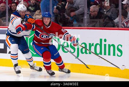 12. FEBRUAR 2015: Christian Thomas #60 und der Verteidiger Martin Marincin #85 von Montreal Oilers kämpfen im Bell Centre in Montreal, Quebec, Kanada um die Position. Die Edmonton Oilers besiegten die Montreal Canadiens 4-3 in Überstunden. Philippe Bouchard/CSM(Bild: © Philippe Bouchard/Cal Sports Med/Cal Sport Media/ZUMAPRESS.com) Stockfoto