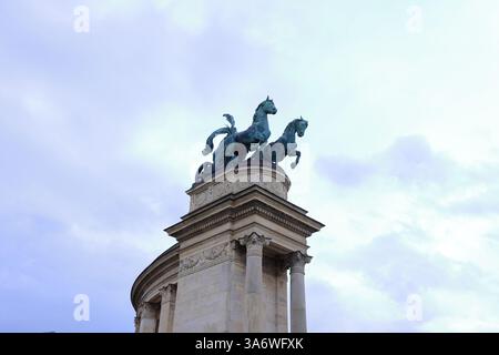 Millenniums-Denkmal auf dem Heldenplatz in Budapest Ungarn Stockfoto