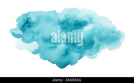 Ruhiges, ausdrucksstarkes Blau- und Türkisblau-Aquarellfleck Stockfoto