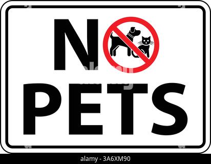 Schild mit Abbildungen von Hund und Katze auf weißem Hintergrund für öffentliche Plätze und Grundstücke Stock Vektor