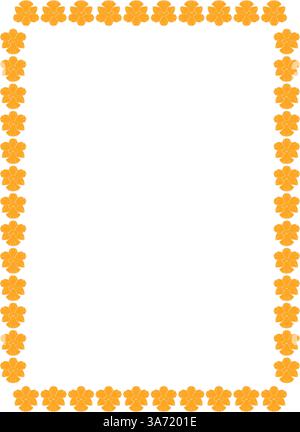 Blumenteller mit Blütenelementen. Trendige Grafikvorlage. Niedliche Orchideenblume, leere Rahmenbox. Handgezeichnete Vektorillustration isoliert auf weißem Ba Stock Vektor