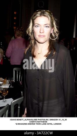 Oktober 31, 2000 - London, Großbritannien - ©DAVE BENETT ALPHA/ DM042391 31 10 00.CHERYS MATTHEWS. 'Q MAGAZINE AWARDS' PARK LANE HOTEL, LONDON (Kreditbild: © Globe Photos/ZUMAPRESS.com) Stockfoto