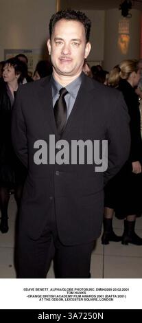 Februar 2001 - London, Großbritannien - ©DAVE BENETT ALPHA/ DM043395 25.02.2001.TOM HANKS.-ORANGE BRITISH ACADEMY FILM AWARDS 2001 (BAFTA 2001).AT THE ODEON, LEICESTER SQUARE, LONDON(Credit Image: © Globe Photos/ZUMAPRESS.com) Stockfoto