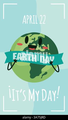 Poster zum Welttag mit glücklichem Planeten mit Banner Vektor Stock Vektor